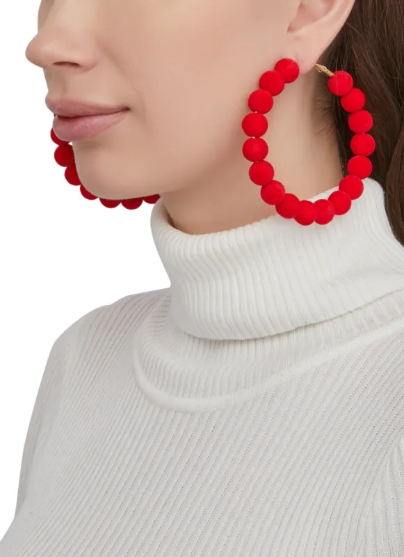 Beaded Velvet Hoop Earrings sold by Rainbow