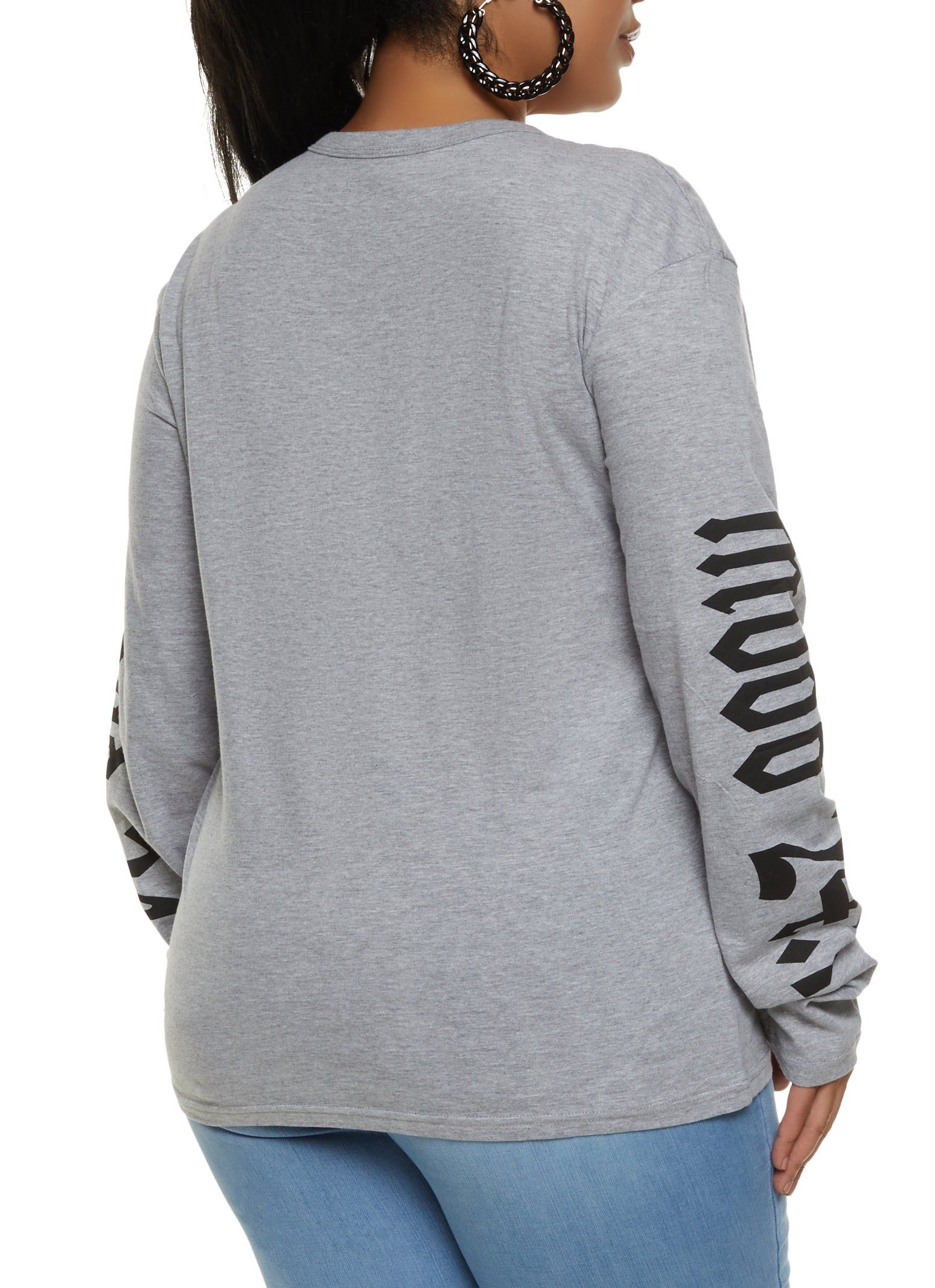 Plus Size Keyhole Long Sleeve Graphic Tee sold by Rainbow product image thumbnail 2