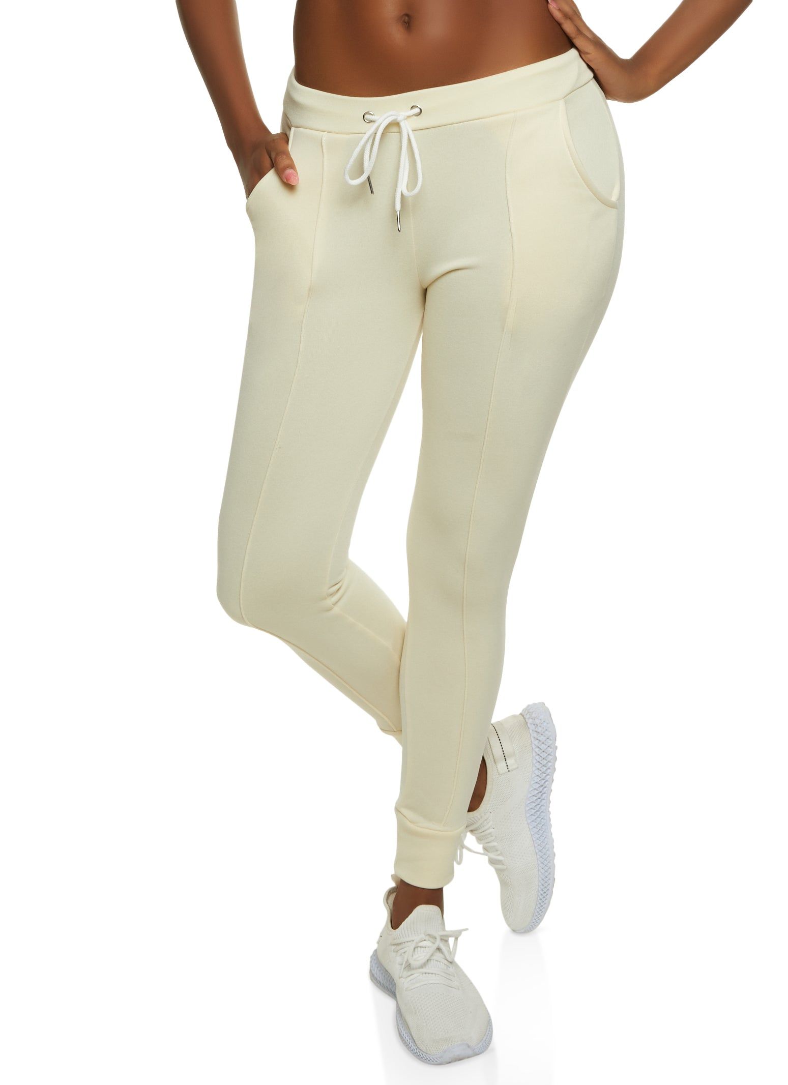 Solid Fleece Pintuck Joggers sold by Rainbow