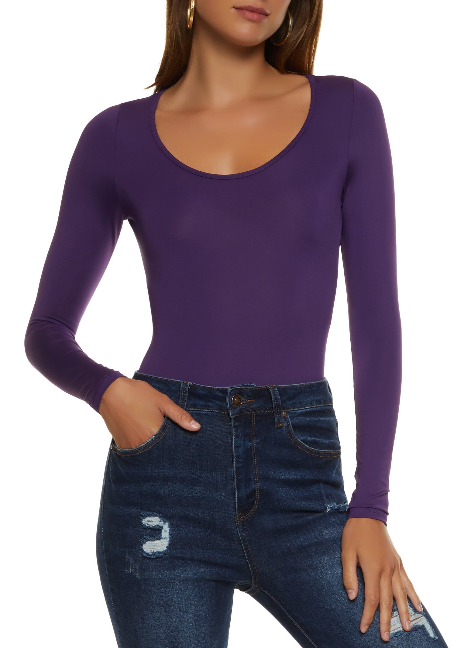 Solid Scoop Neck Bodysuit sold by Rainbow product image thumbnail 2