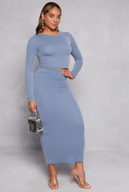 Almost Famous Ribbed Knit Maxi Skirt sold by Rainbow