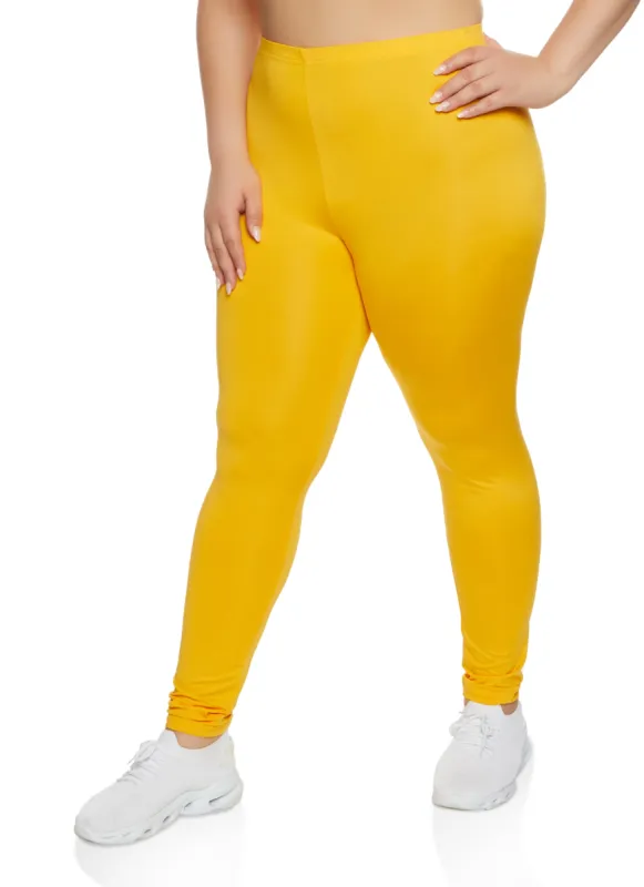 Plus Size Solid High Waisted Leggings sold by Rainbow