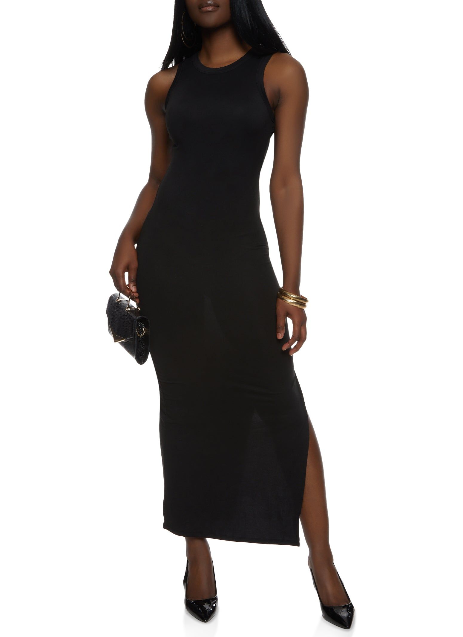 Basic Side Slit Maxi Tank Dress sold by Rainbow