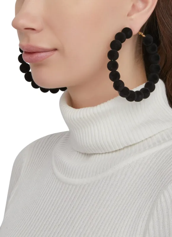 Beaded Velvet Hoop Earrings sold by Rainbow