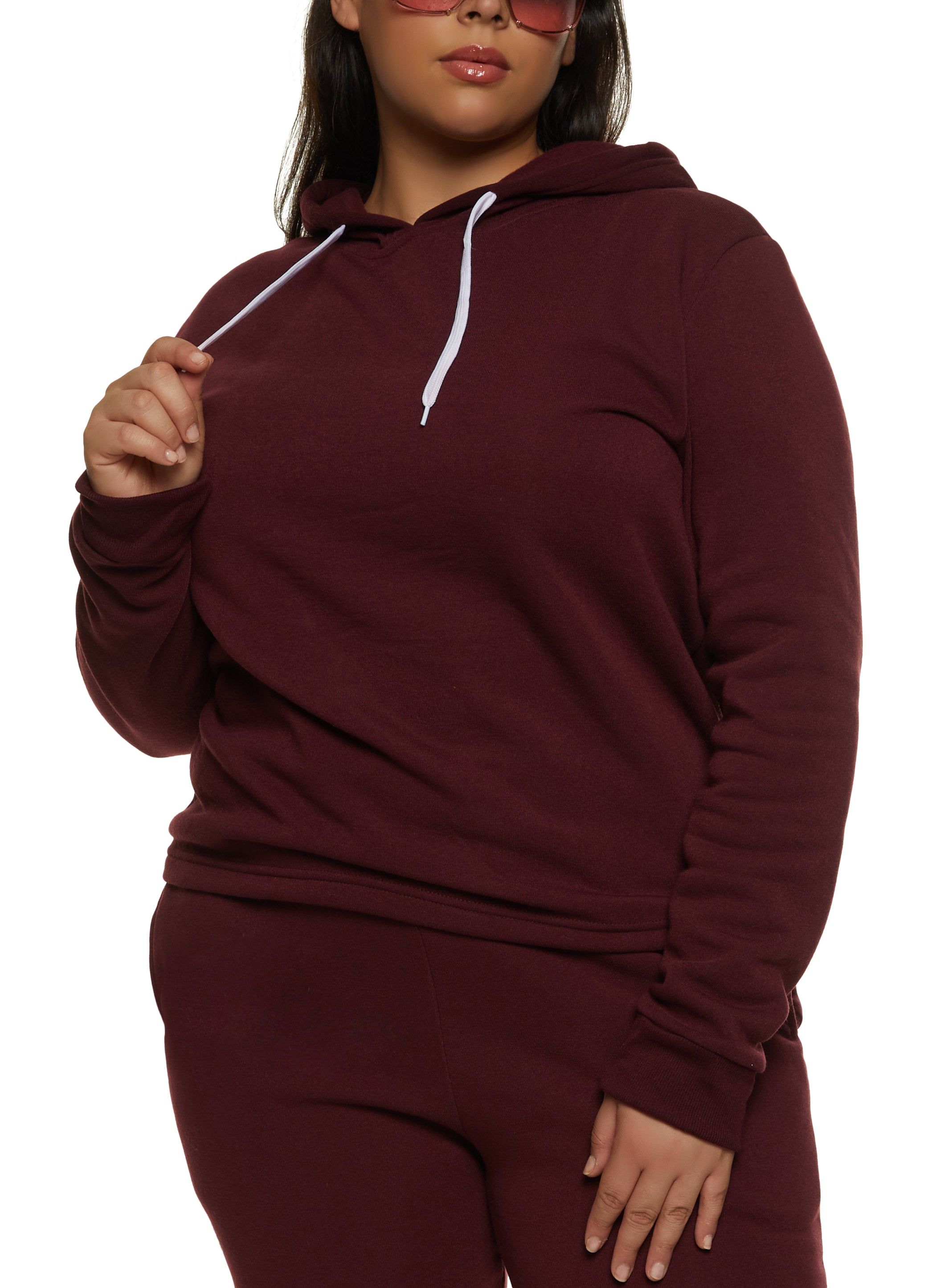 Plus Size Solid Pullover Hoodie sold by Rainbow