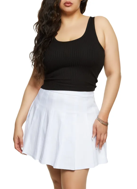 Plus Size Pleated Mini Skirt sold by Rainbow