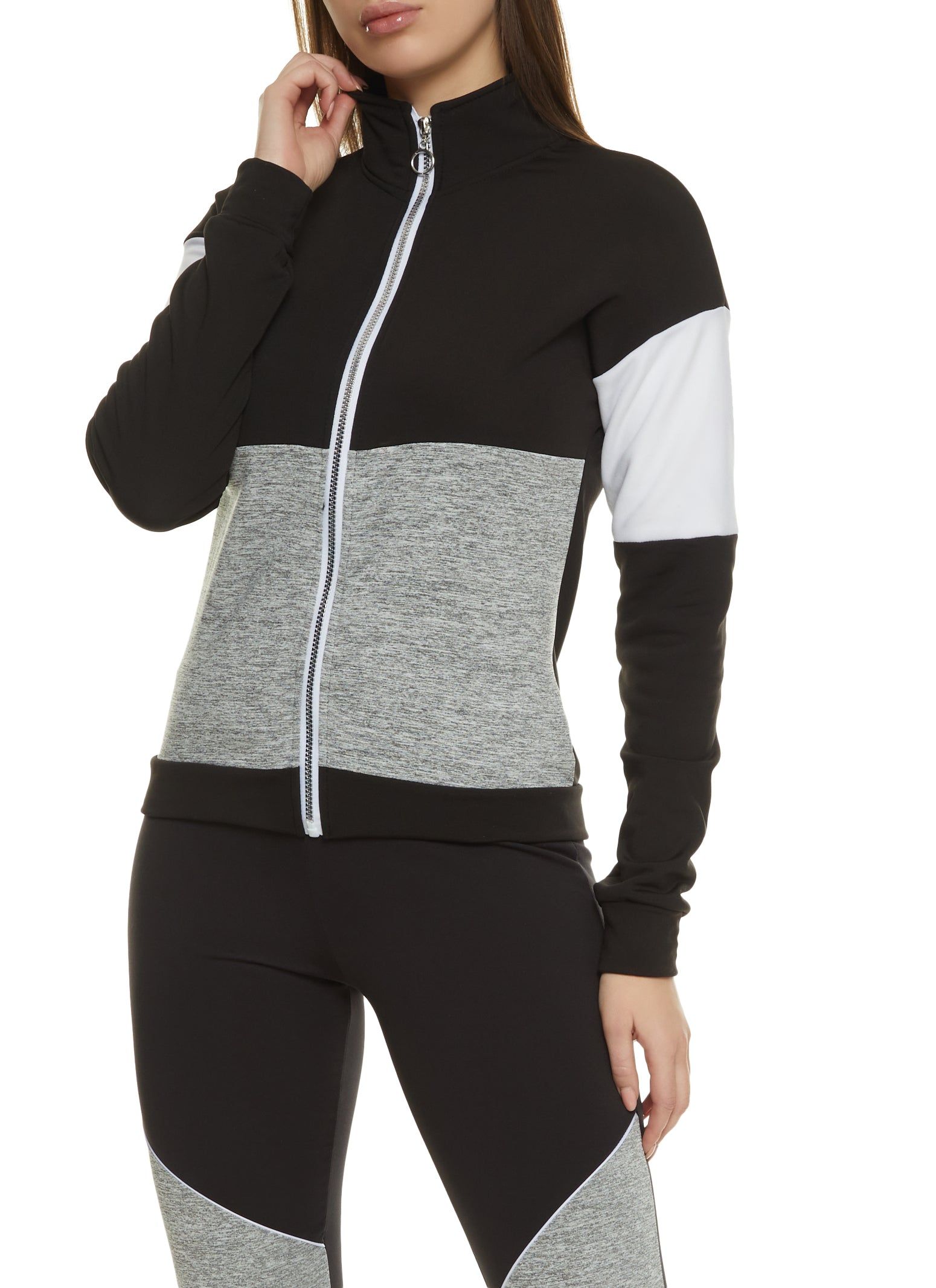 Color Block Zip Front Track Jacket sold by Rainbow