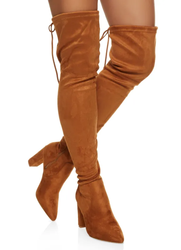 Tie Back Over the Knee Pointed Toe Boots sold by Rainbow