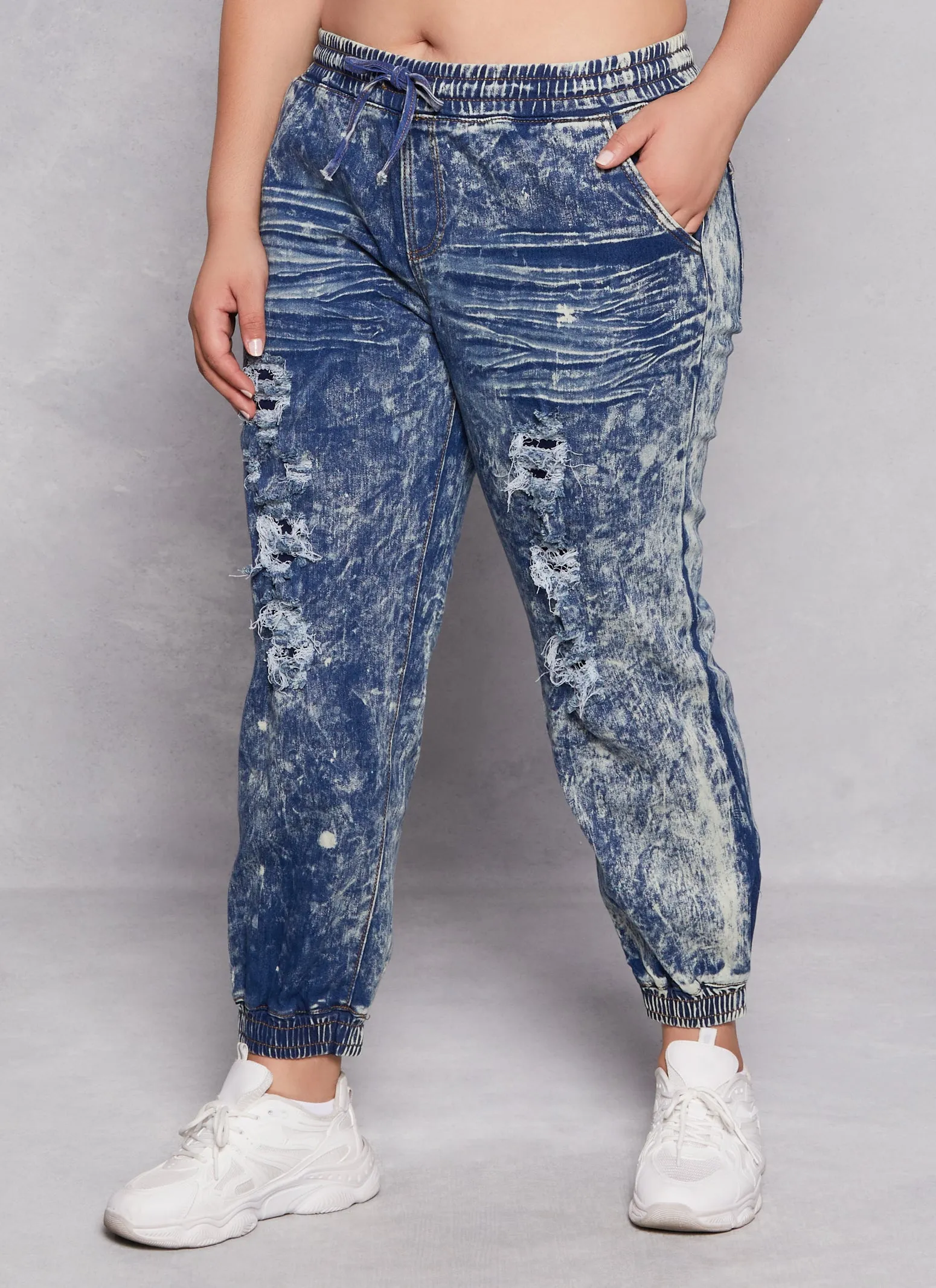 Plus Size Distressed Denim Joggers sold by Rainbow product image thumbnail 2