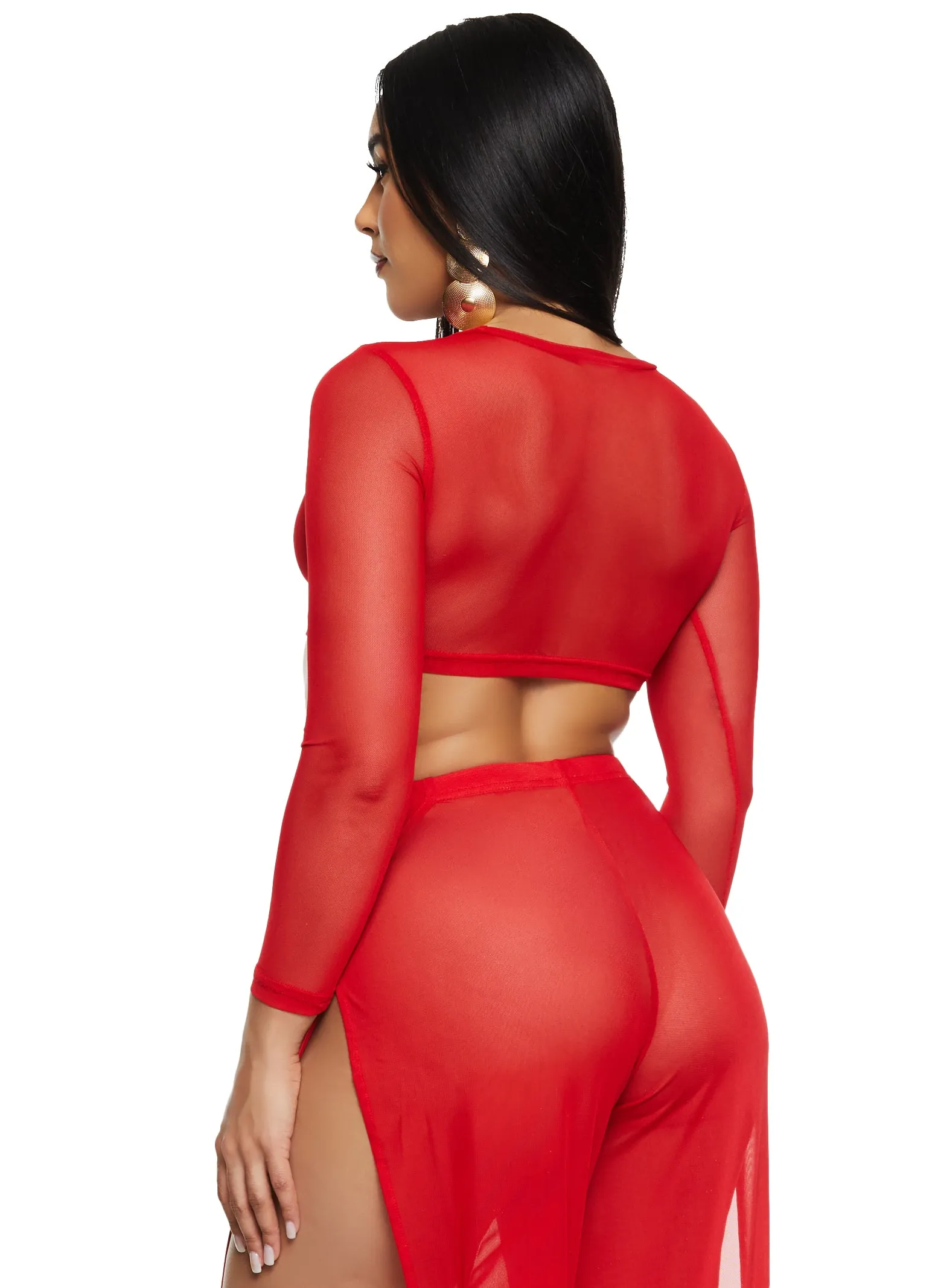 Daisy Mesh Long Sleeve Crop Top sold by Rainbow product image thumbnail 3