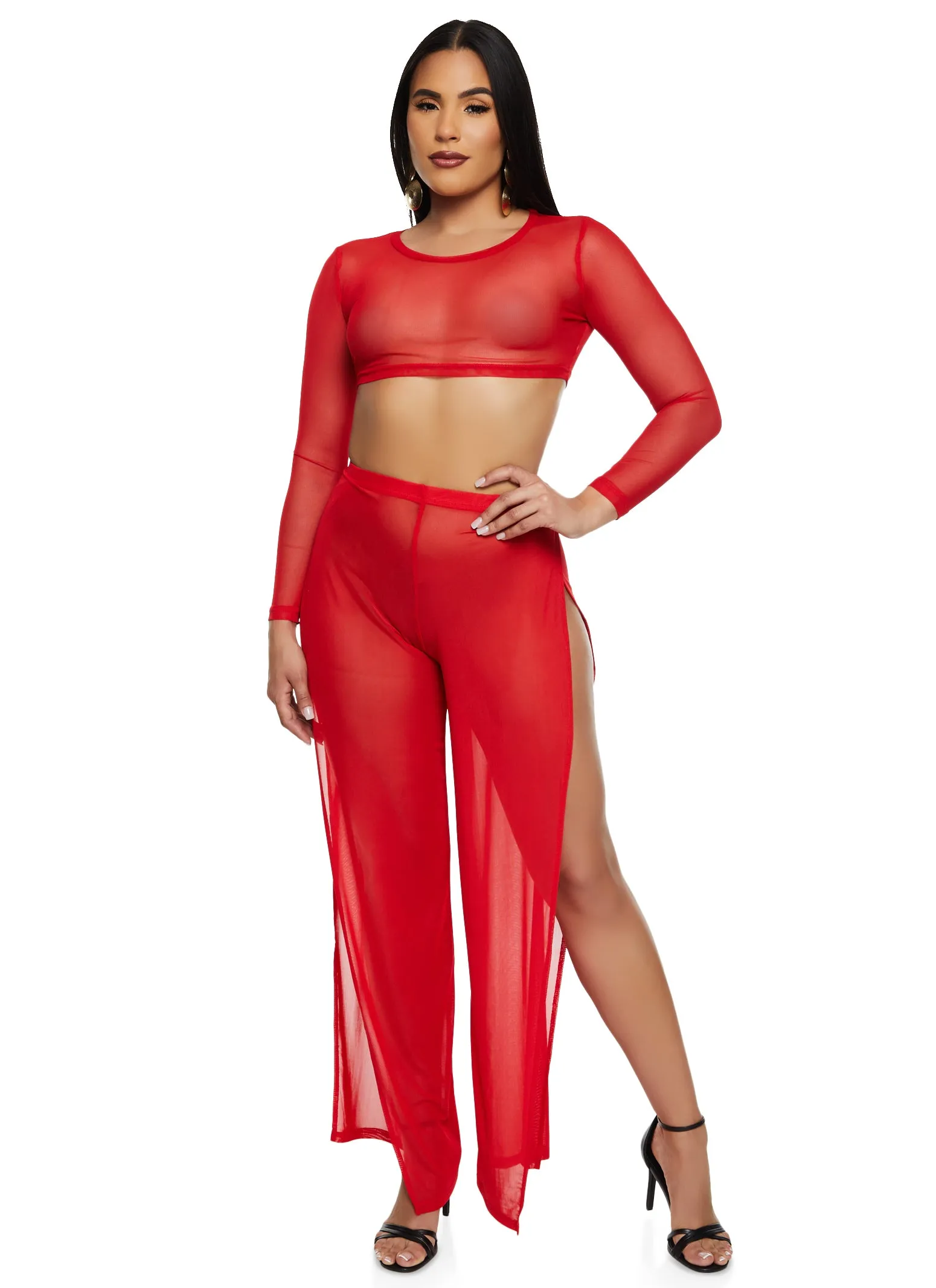 Daisy Mesh Long Sleeve Crop Top sold by Rainbow product image thumbnail 2