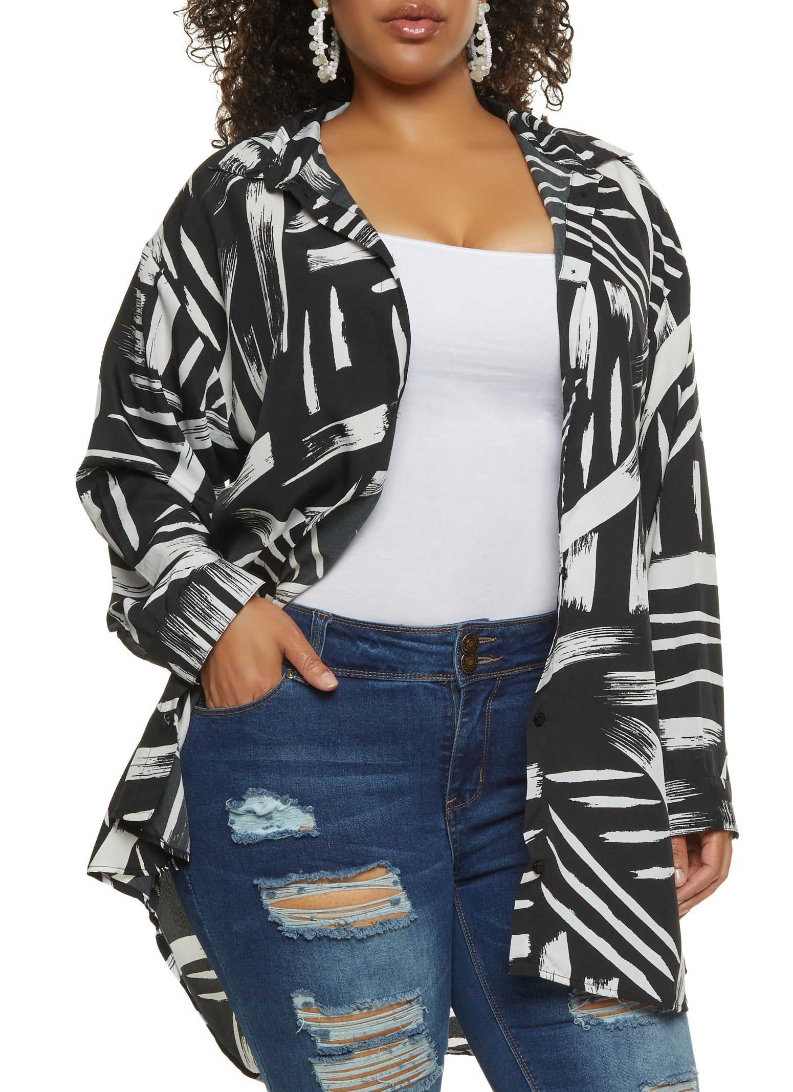 Plus Size Abstract Print Tunic Shirt sold by Rainbow product image thumbnail 2