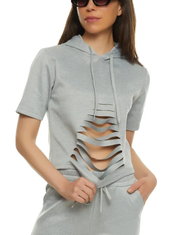 Slashed Short Sleeve Hoodie sold by Rainbow