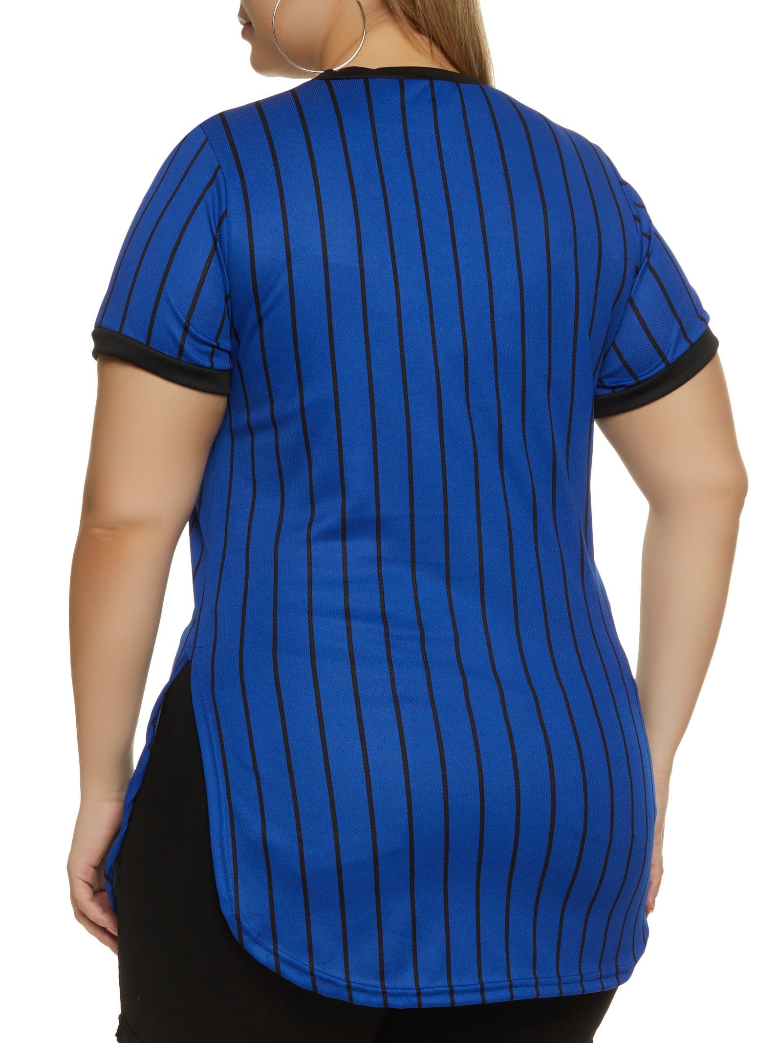 Plus Size Mesh Savage Pinstripe Baseball Tee sold by Rainbow product image thumbnail 2