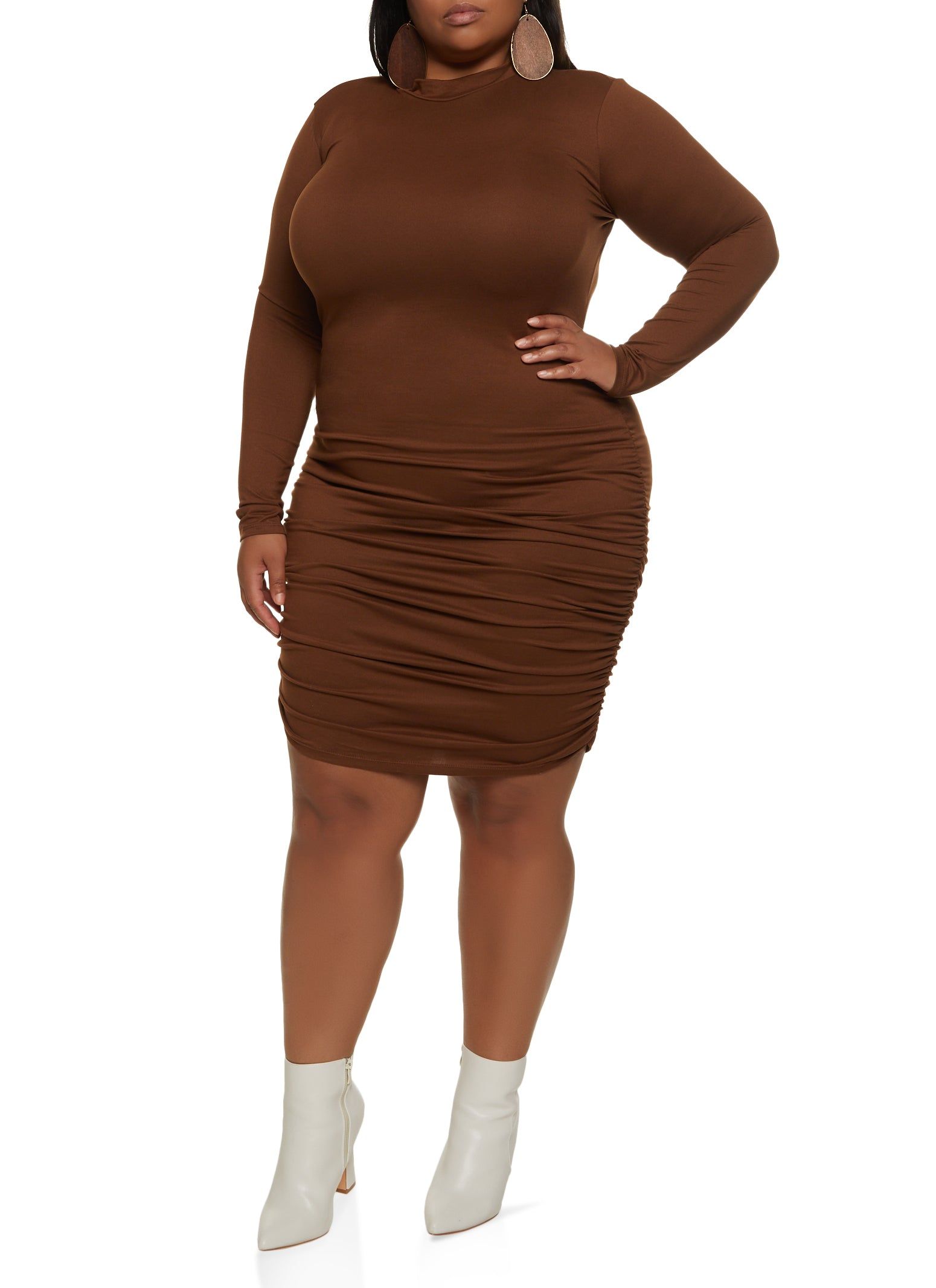 Plus Size Ruched Long Sleeve Midi Dress sold by Rainbow product image thumbnail 2
