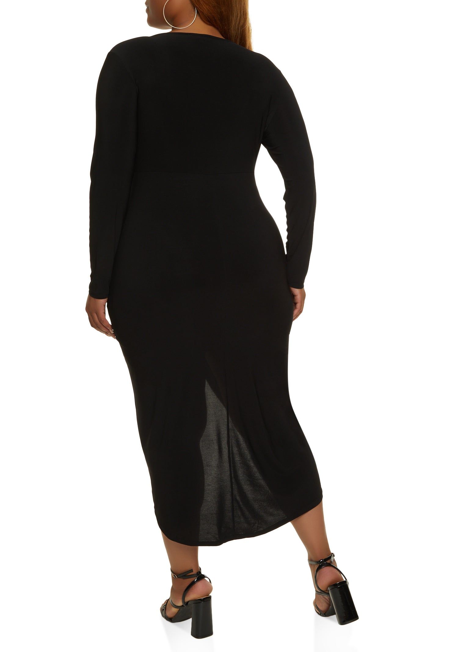 Plus Size Side Slit Faux Wrap Midi Dress sold by Rainbow product image thumbnail 3