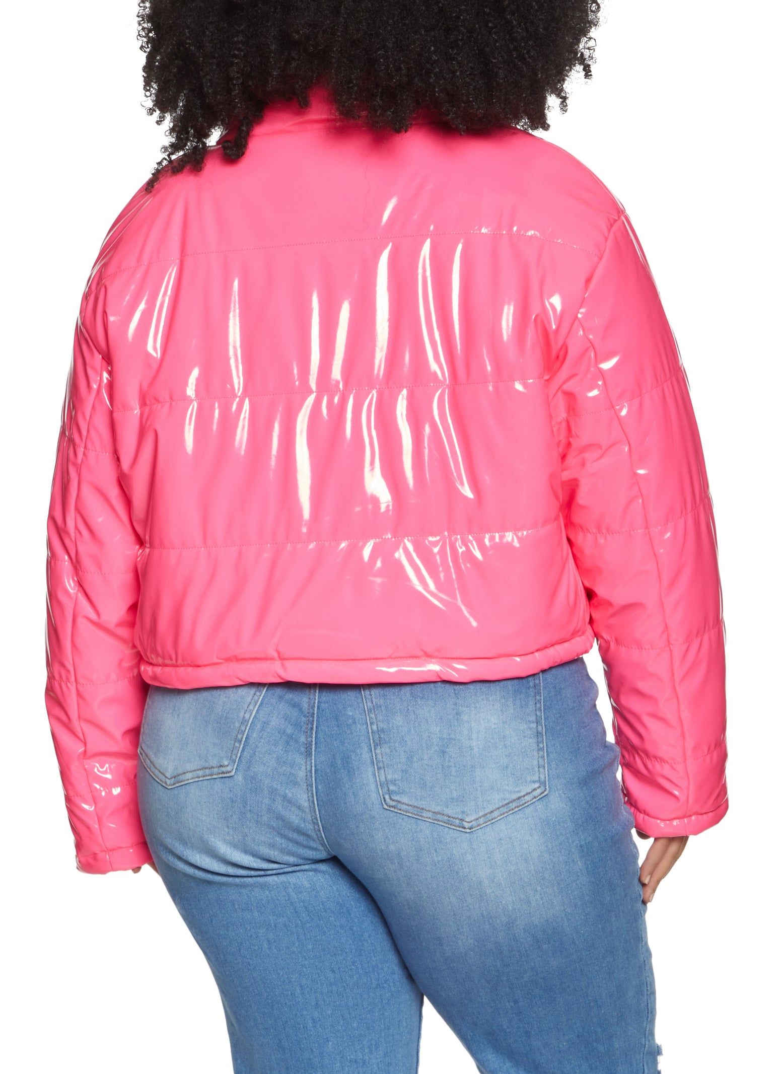 Plus Size Faux Patent Leather Puffer Jacket sold by Rainbow product image thumbnail 3