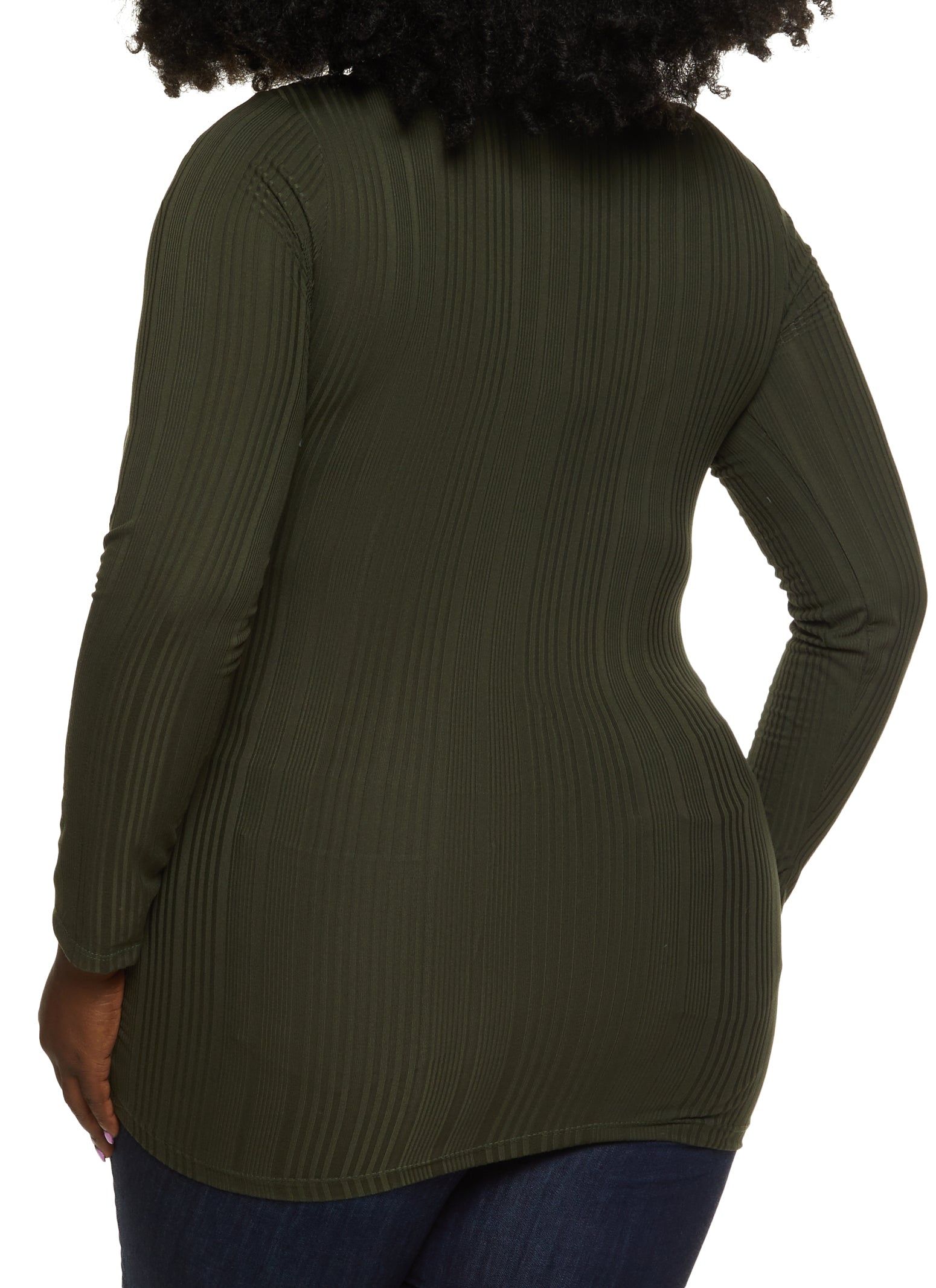 Plus Size Ribbed Knit Long Sleeve Ruched Top sold by Rainbow product image thumbnail 2