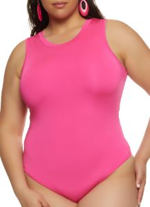Plus Size Crew Neck Tank Bodysuit sold by Rainbow