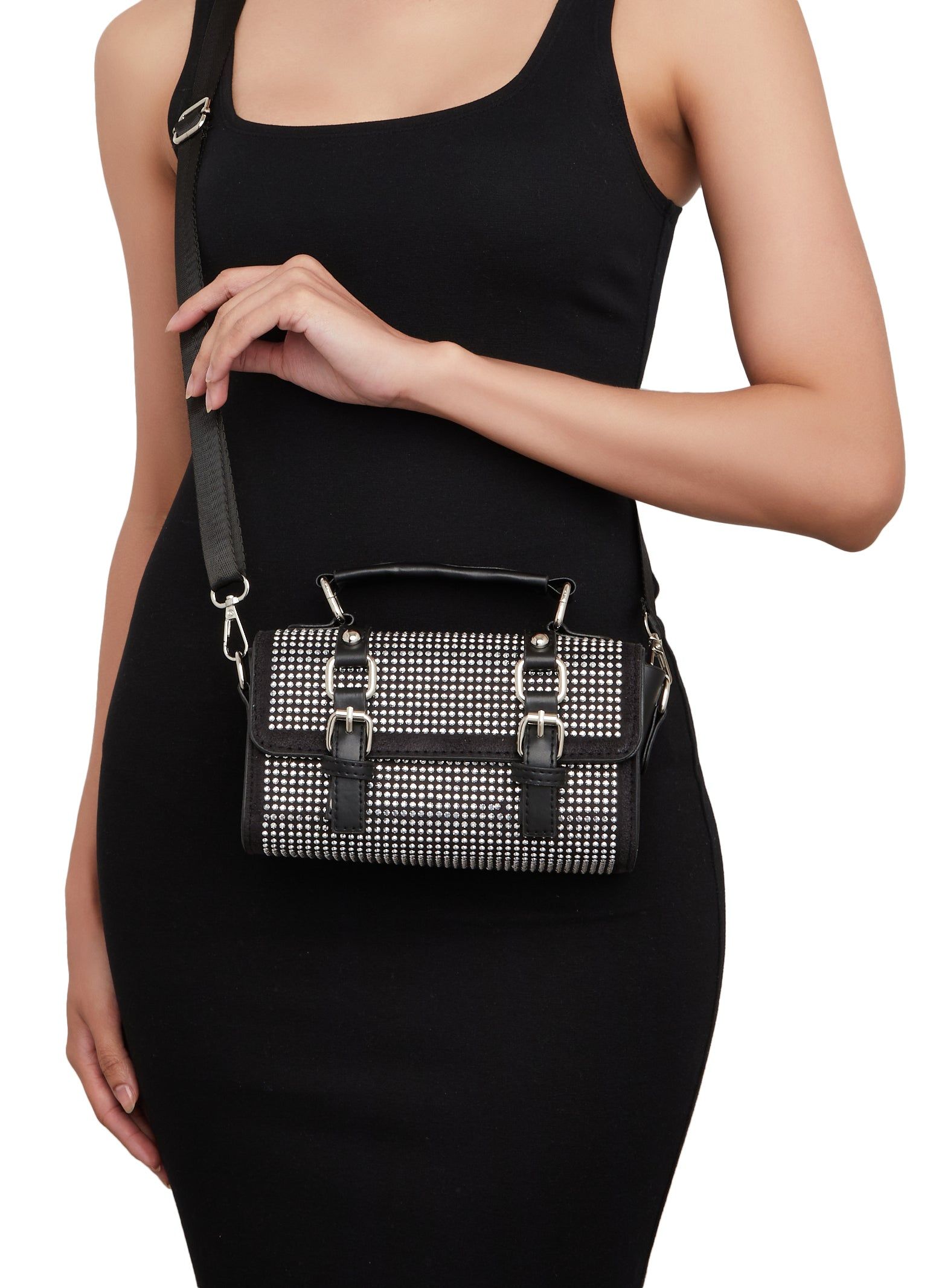 Rhinestone Double Buckle Crossbody Bag sold by Rainbow