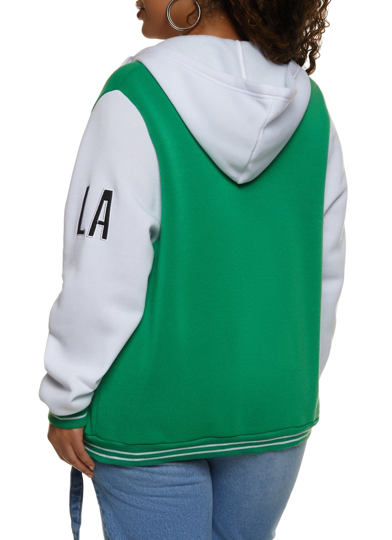 Plus Size 23 Patch Graphic Hooded Baseball Jacket sold by Rainbow product image thumbnail 3