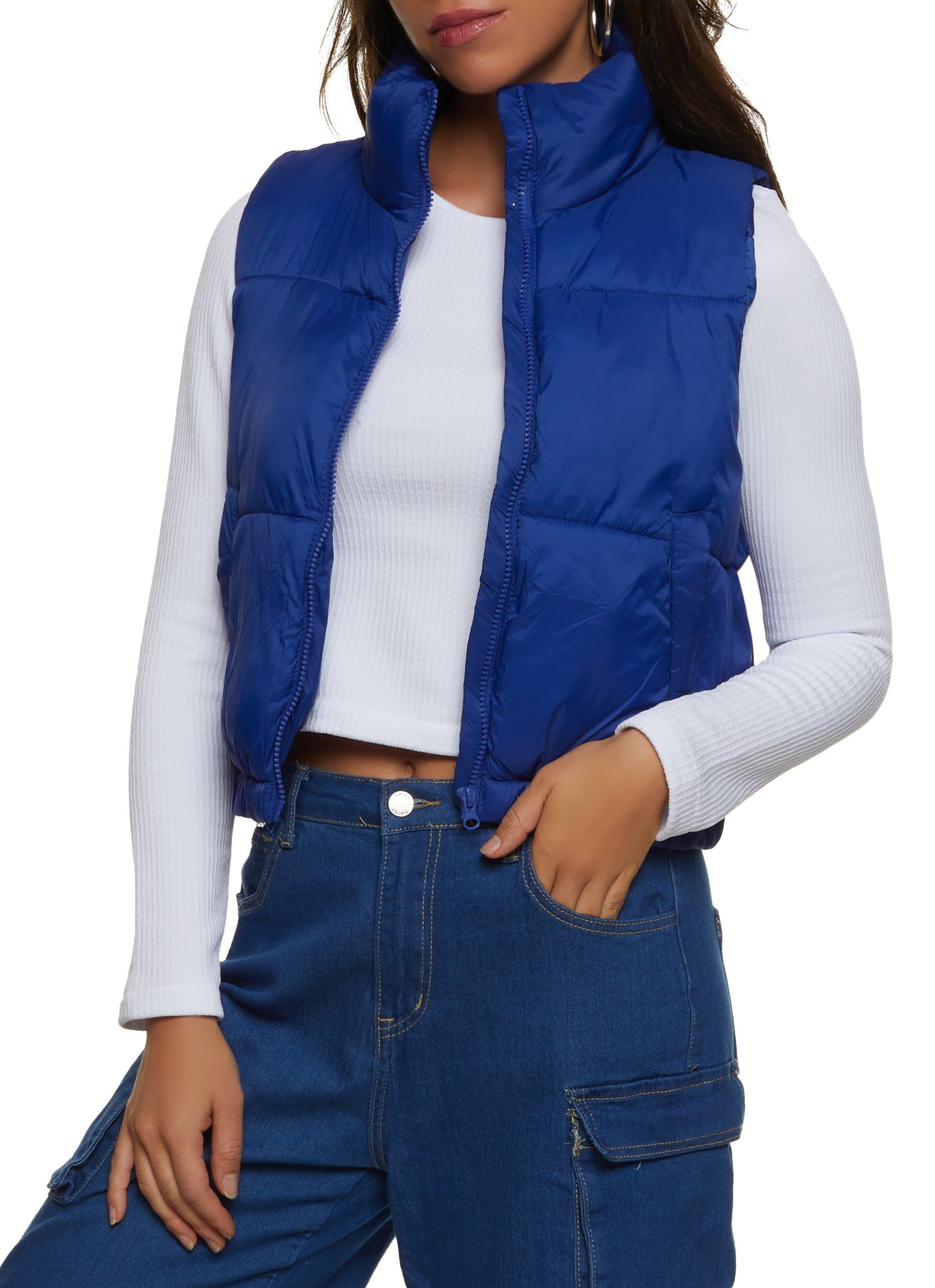 Nylon Mock Neck Puffer Vest sold by Rainbow