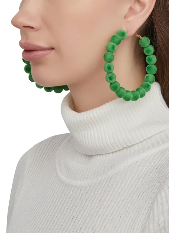 Beaded Velvet Hoop Earrings sold by Rainbow