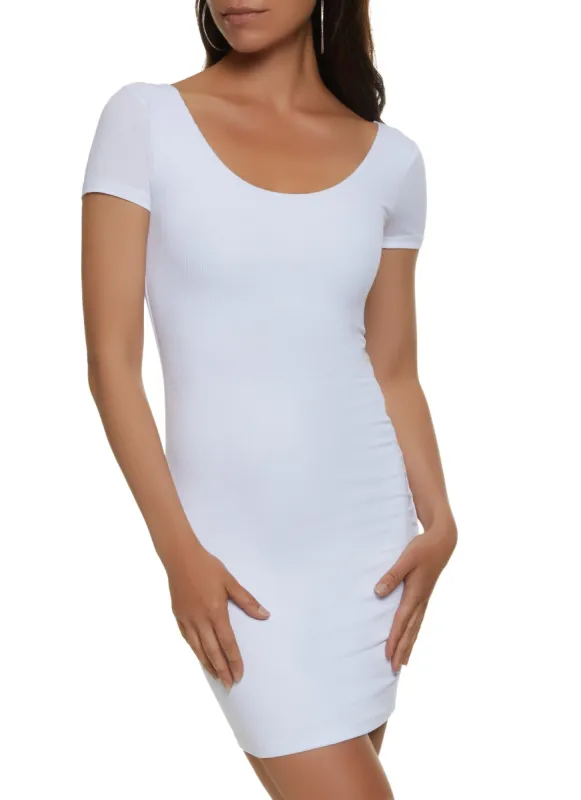 Ribbed Scoop Neck T Shirt Dress sold by Rainbow