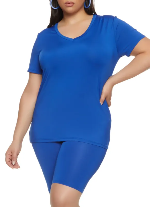 Plus Size Daisy Soft Knit V Neck T Shirt sold by Rainbow