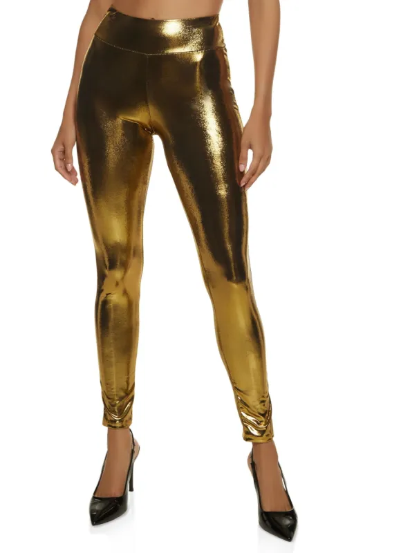 Metallic Waistband Leggings sold by Rainbow