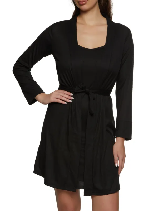 Ribbed Knit Nightgown with Robe sold by Rainbow