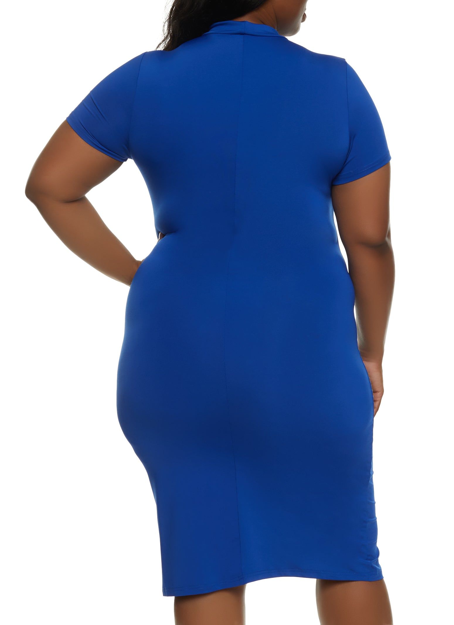 Plus Size Mock Neck Short Sleeve Midi Dress sold by Rainbow product image thumbnail 3