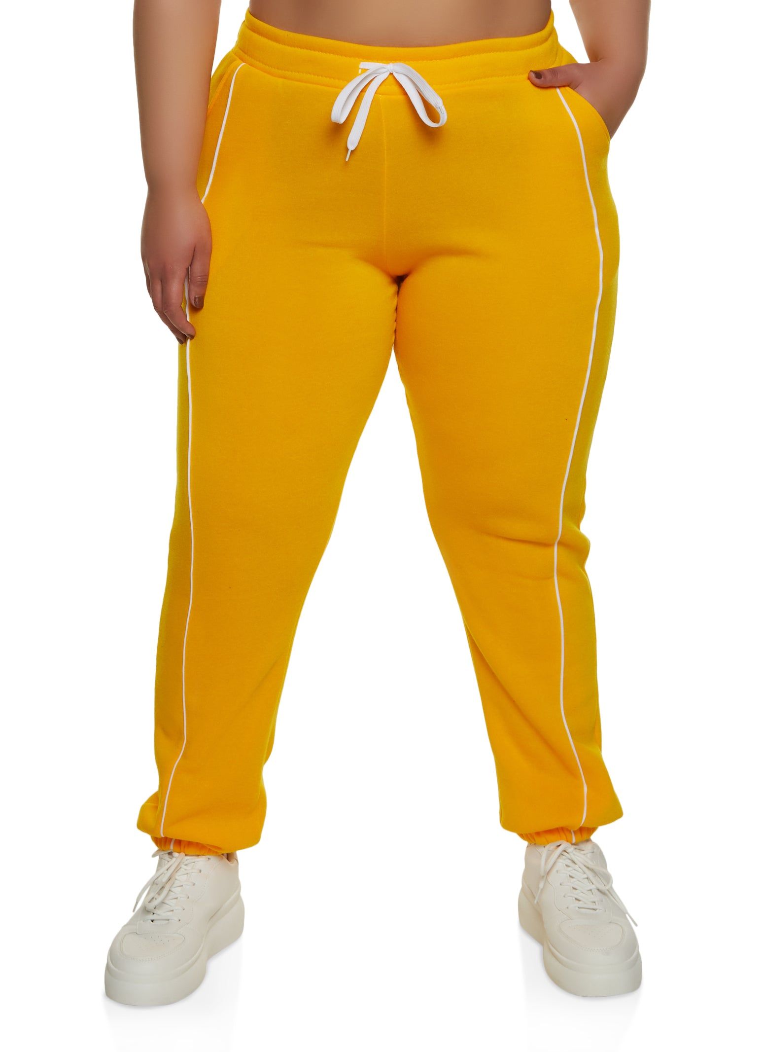 Plus Size Contrast Piping Sweatpants sold by Rainbow
