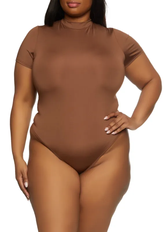 Plus Size Basic Mock Neck Bodysuit sold by Rainbow