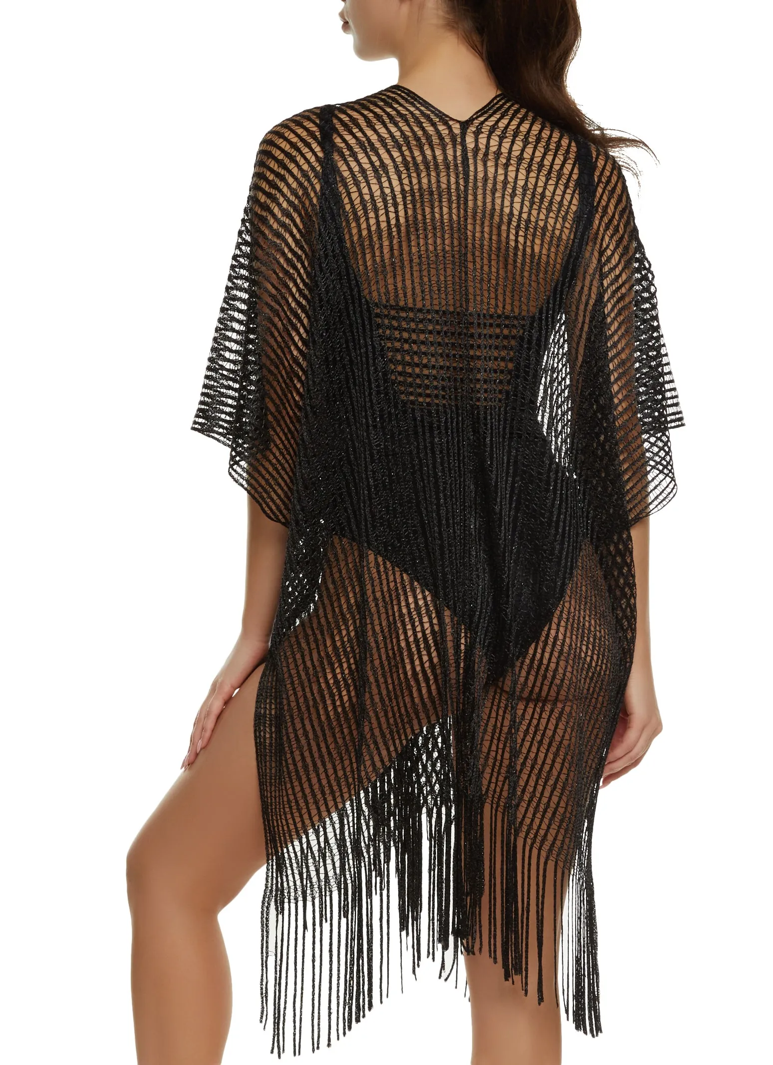 Lurex Shadow Stripe Fringe Hem Kimono sold by Rainbow product image thumbnail 3