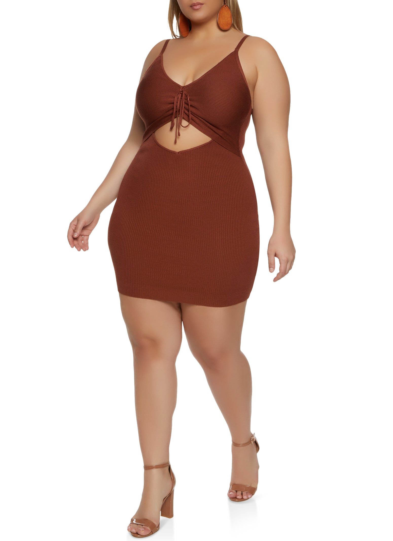Plus Size Ruched Front Cut Out Mini Dress sold by Rainbow product image thumbnail 2