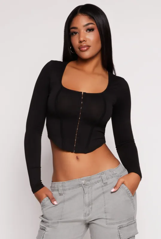 Hook and Eye Long Sleeve Corset Top sold by Rainbow