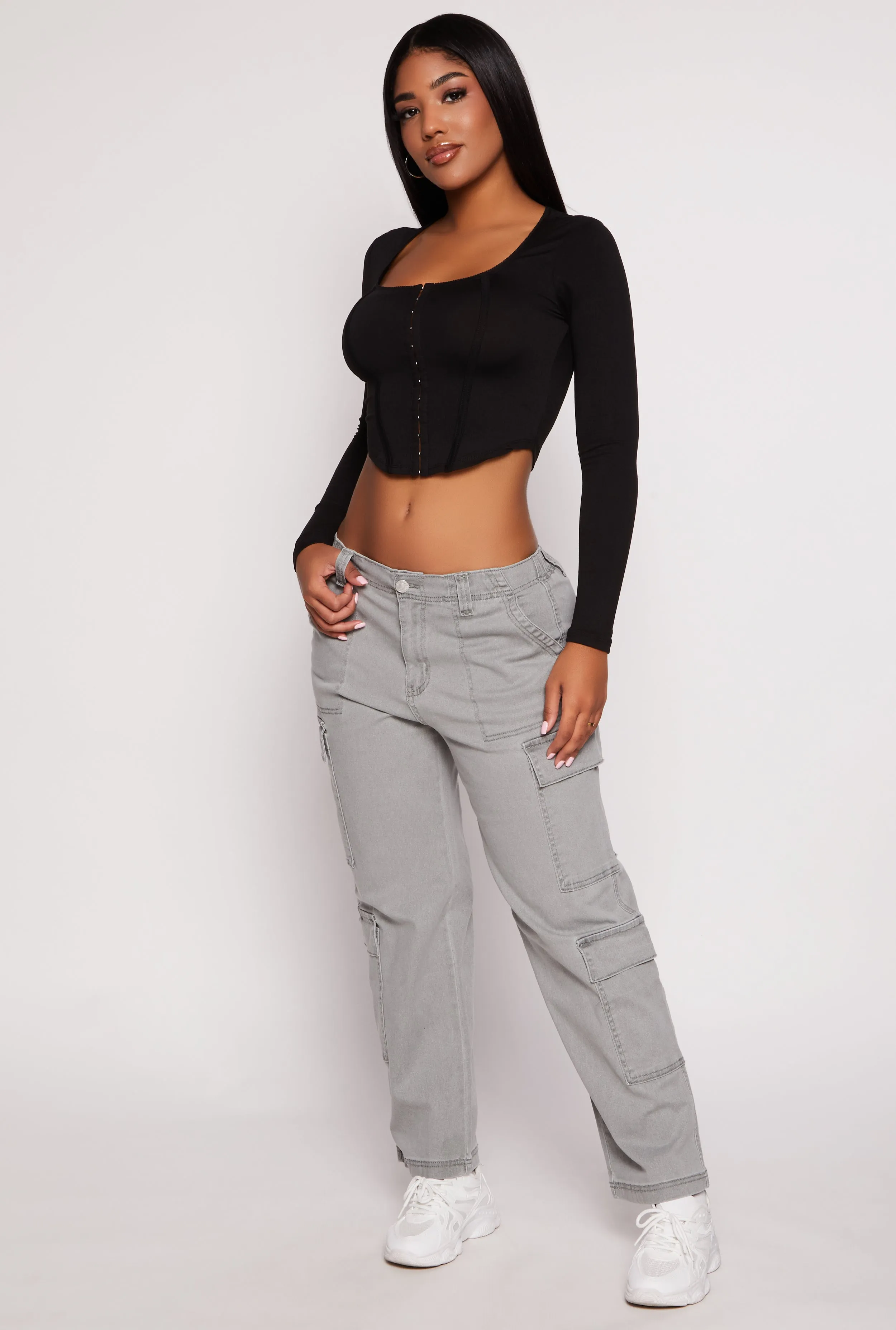 Hook and Eye Long Sleeve Corset Top sold by Rainbow product image thumbnail 2