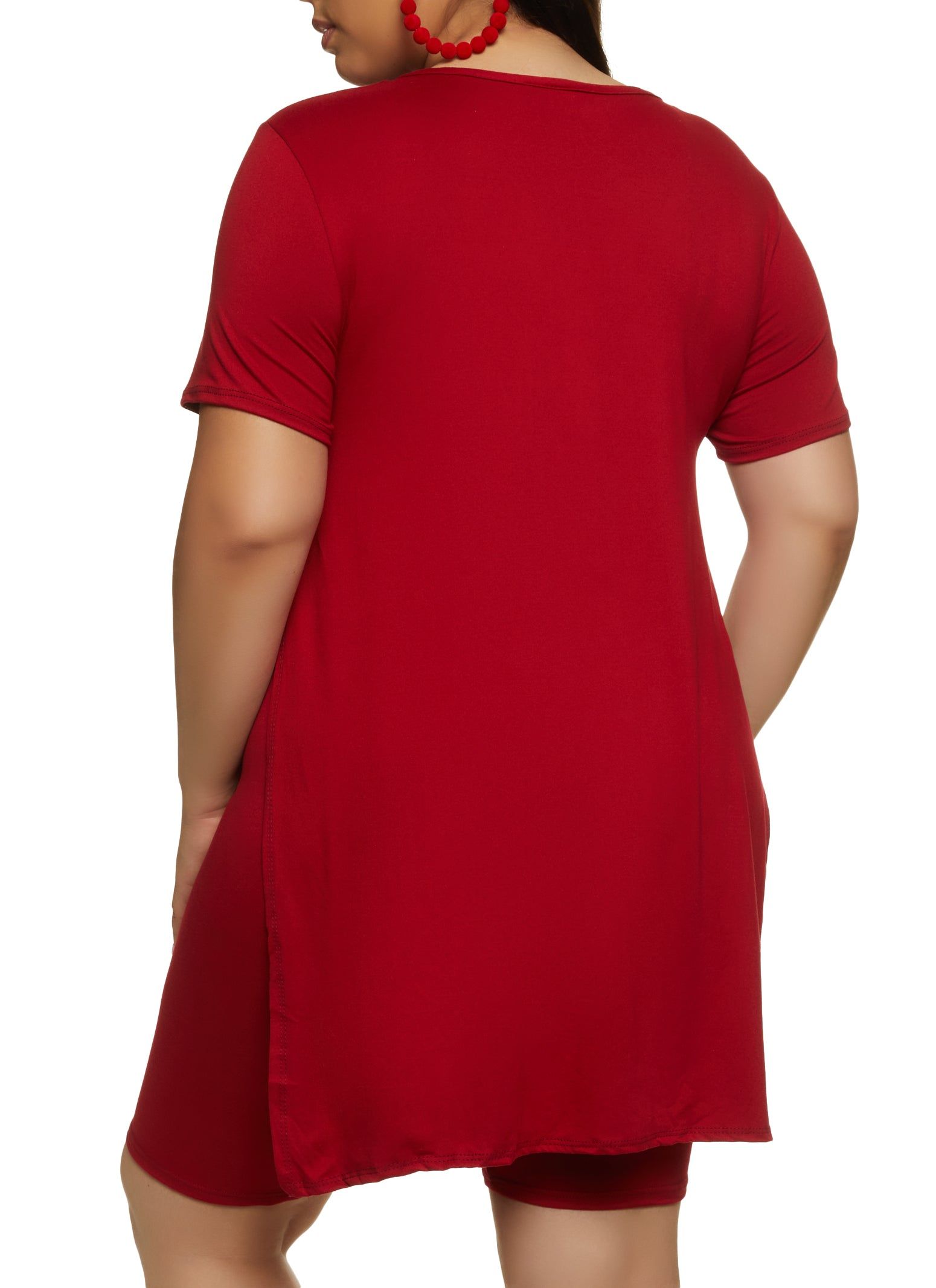 Plus Size Solid High Side Slit Tunic Tee sold by Rainbow product image thumbnail 3