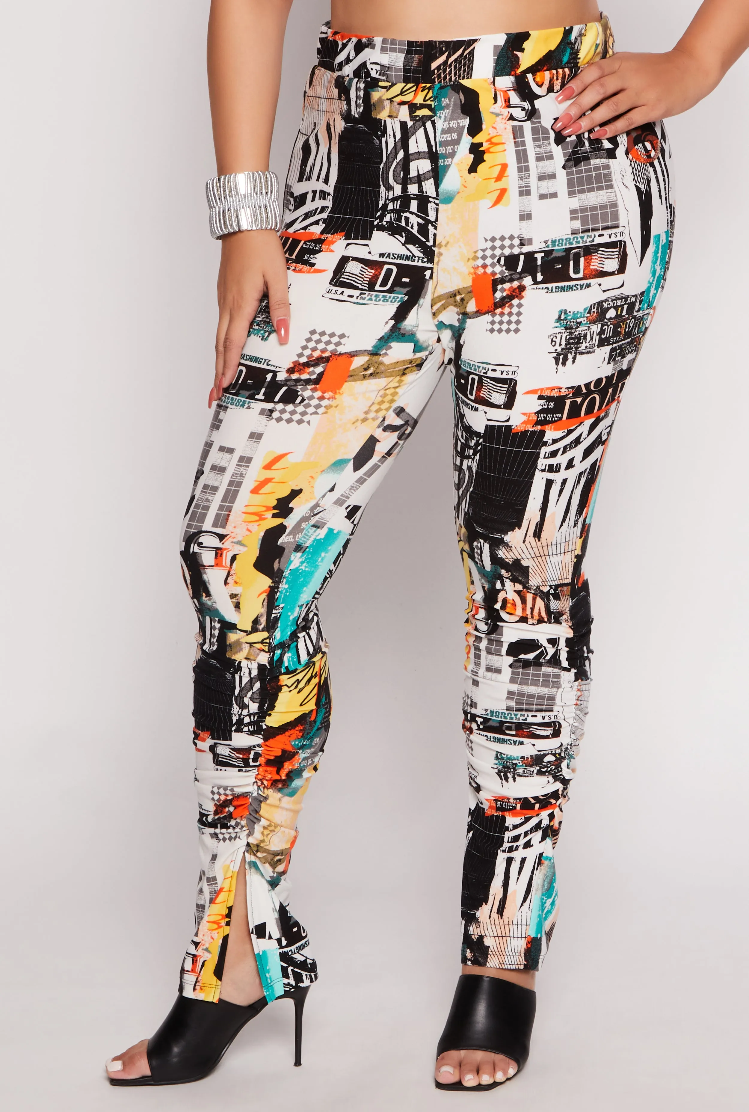 Plus Size Printed High Waisted Split Hem Pants sold by Rainbow product image thumbnail 2