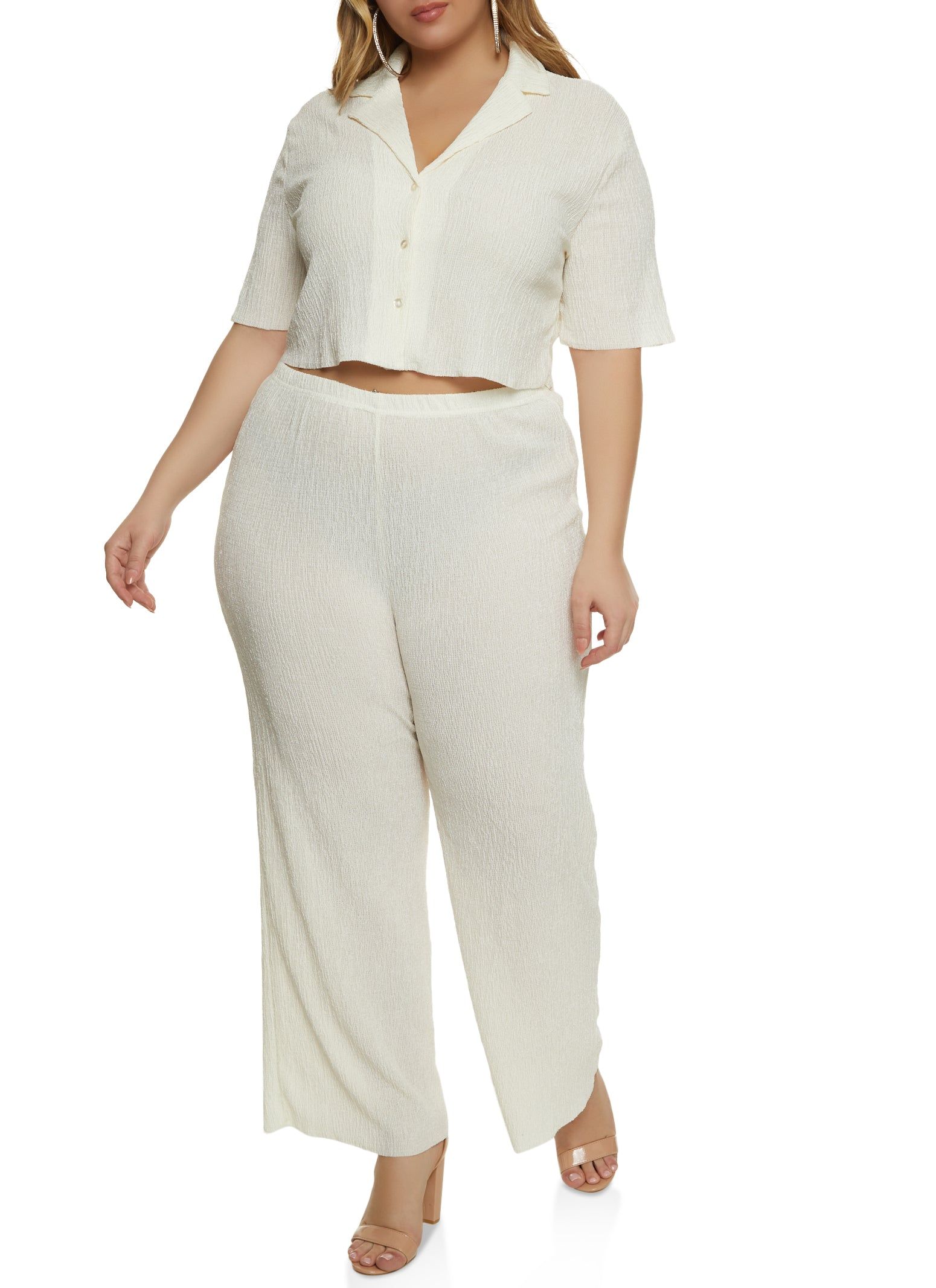 Plus Size Textured Knit Button Front Shirt sold by Rainbow product image thumbnail 2