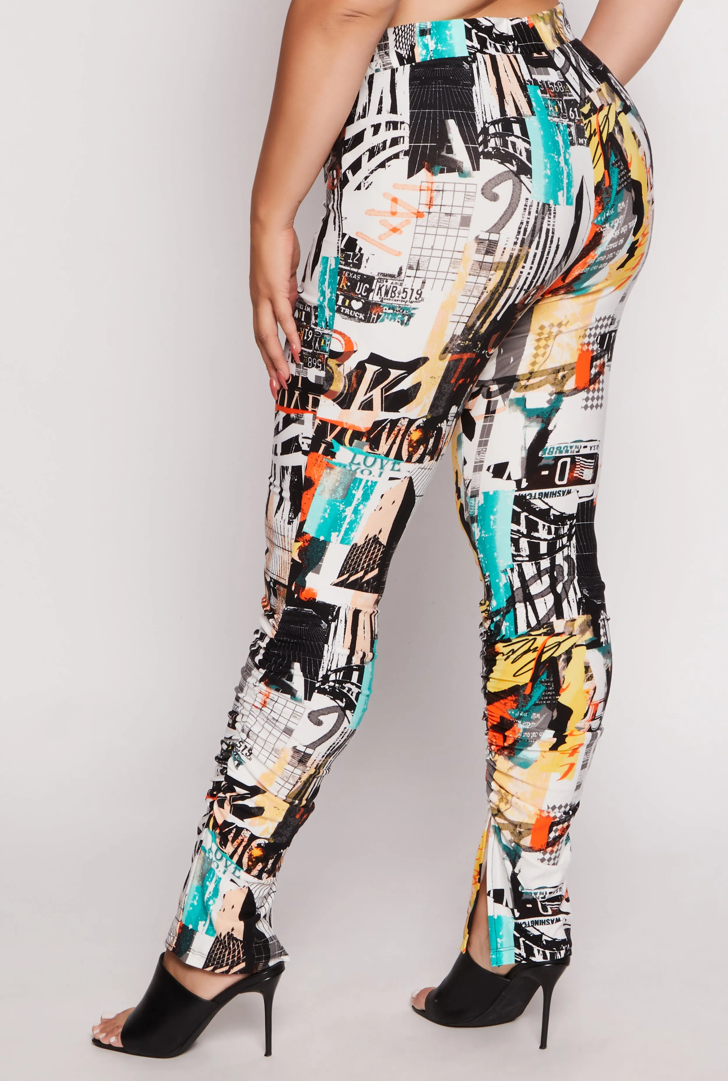 Plus Size Printed High Waisted Split Hem Pants sold by Rainbow product image thumbnail 3