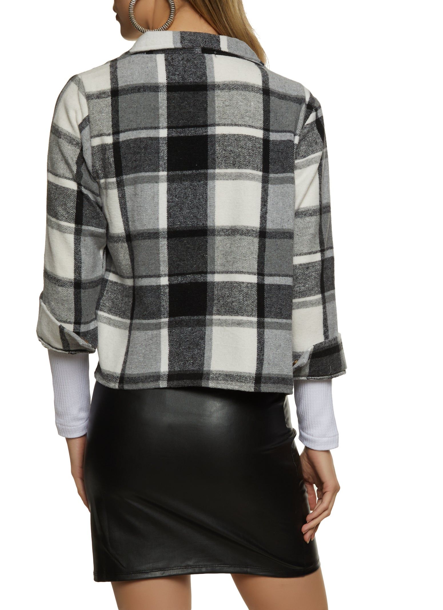 Plaid Cropped Flannel Shirt sold by Rainbow product image thumbnail 3