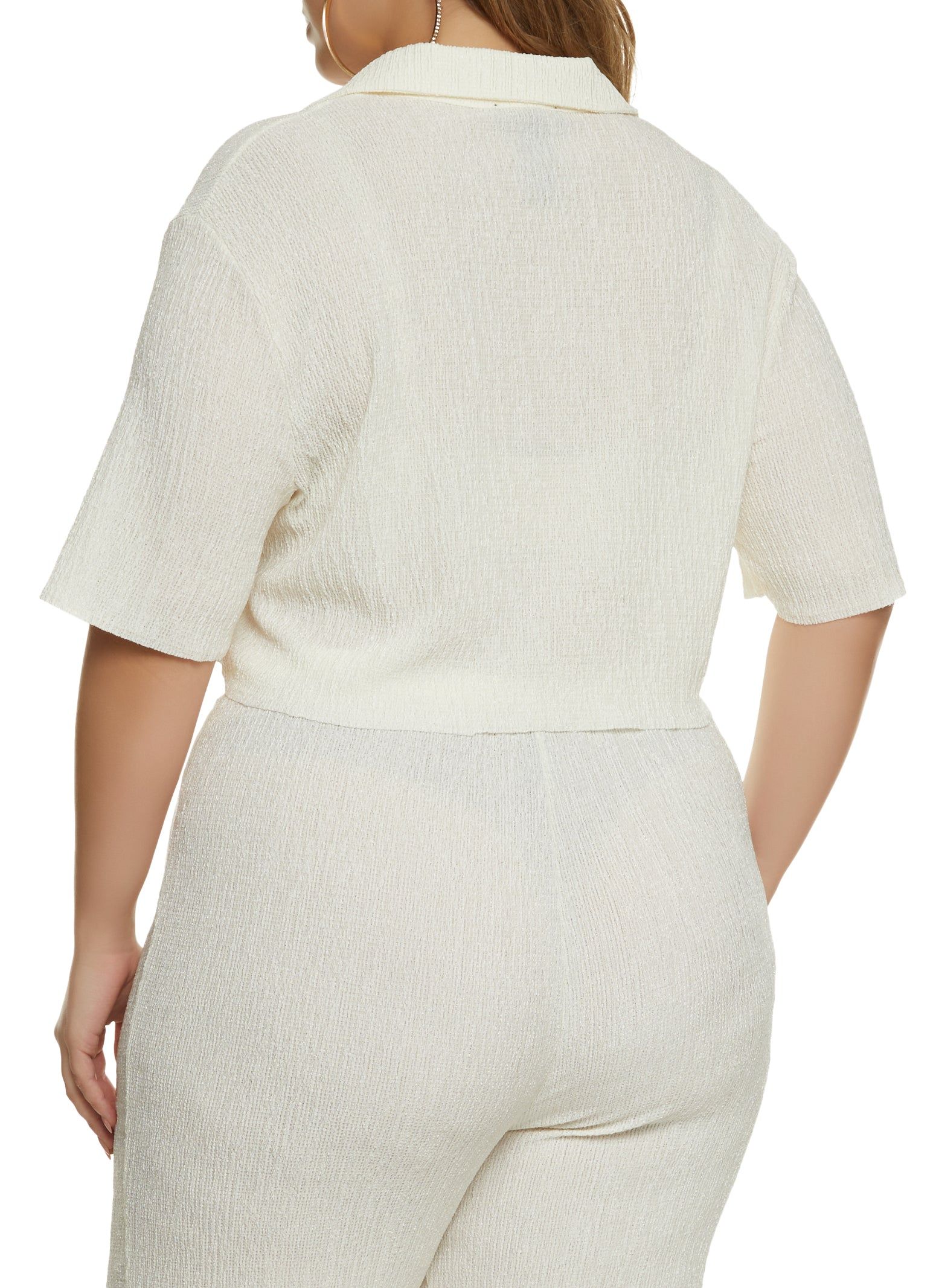 Plus Size Textured Knit Button Front Shirt sold by Rainbow product image thumbnail 3
