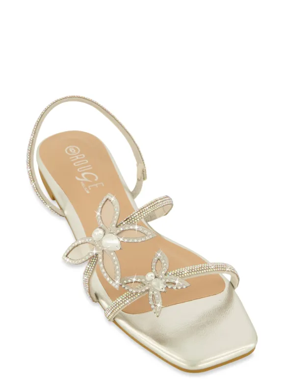 Double Butterfly Rhinestone Sling Back Sandals sold by Rainbow