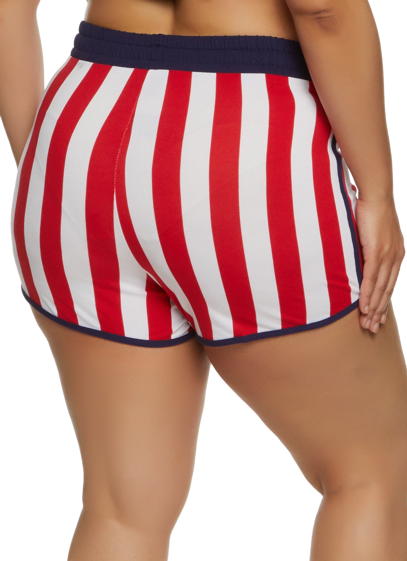 Plus Size Contrast Trim Drawstring Dolphin Shorts sold by Rainbow product image thumbnail 2