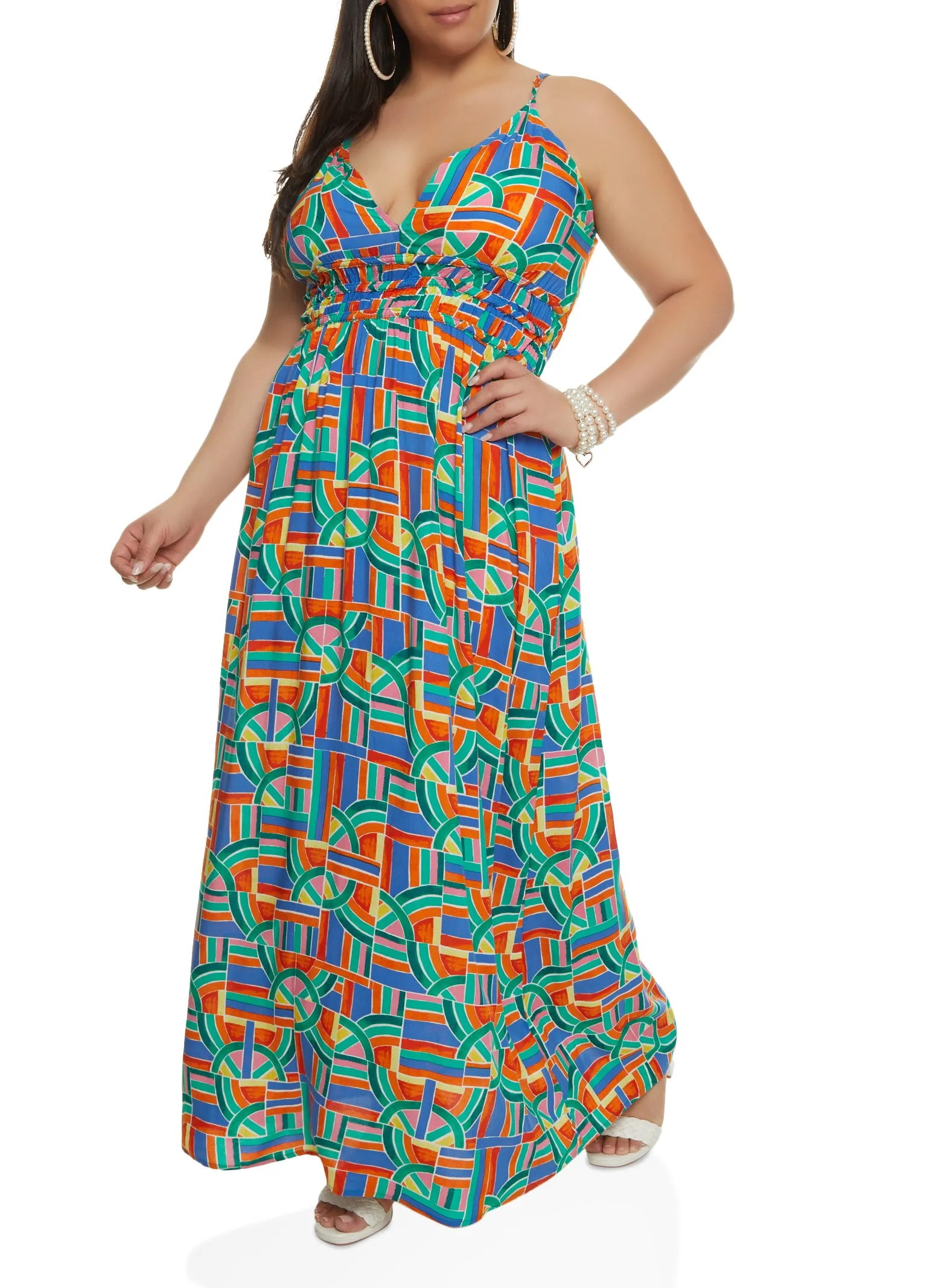 Plus Size Printed V Neck Maxi Dress sold by Rainbow product image thumbnail 2