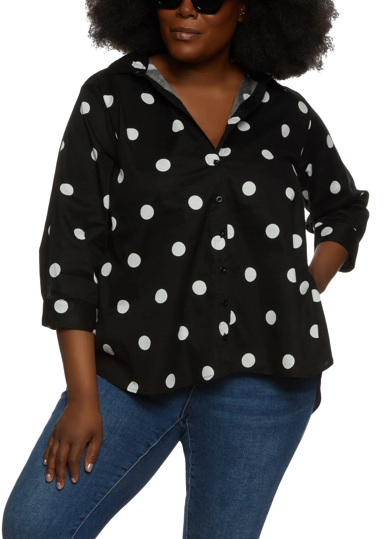Plus Size Polka Dot High Low Shirt sold by Rainbow