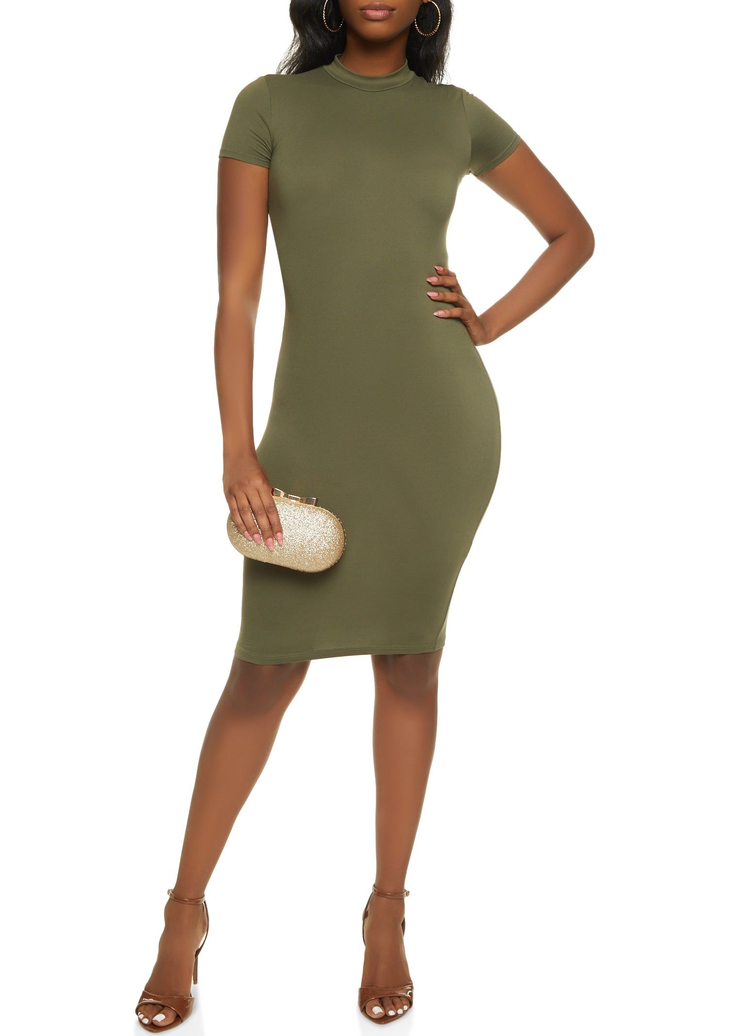 Solid Mock Neck Bodycon Dress sold by Rainbow product image thumbnail 2