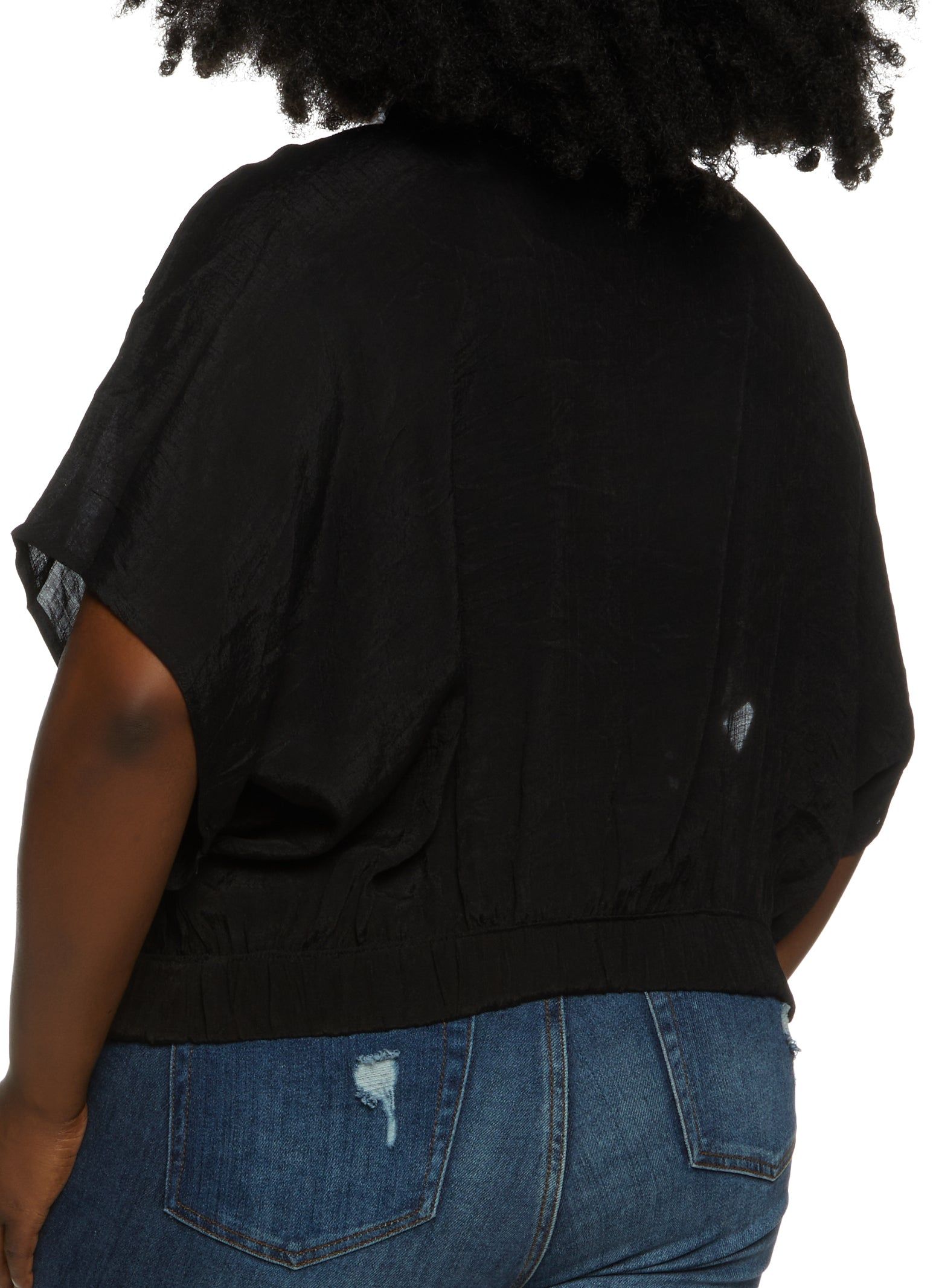 Plus Size Elastic Hem Button Down Blouse sold by Rainbow product image thumbnail 2